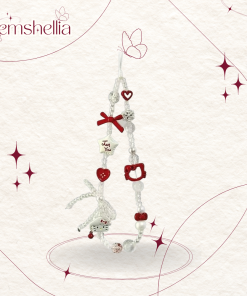 Dây treo điện thoại handmade hạt cườm lucky charm hello kitty red & white 102