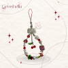 Dây đeo điện thoại cherry ribbon ngọc trai handmade Gemshellia